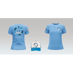 mockup marathon tshirt et cap_woman_bleu
